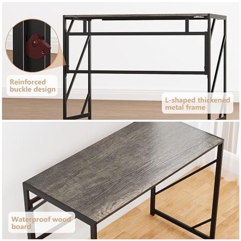 Foldable Desk Compact Writing Table Home Office Multipurpose Space Saver New