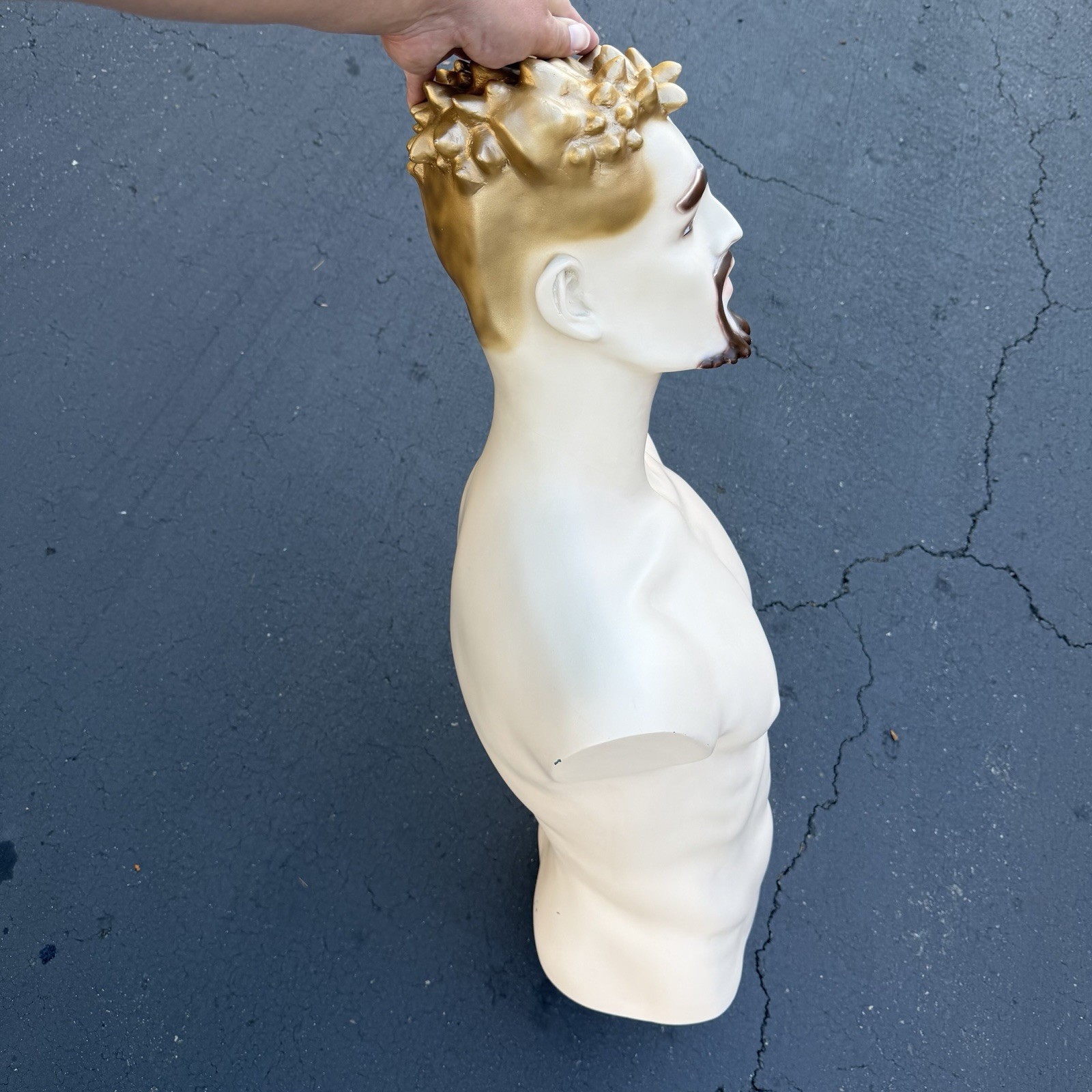 Lady Lulu Vintage Mannequin Torso Head Male Man Muscle Goatee Gold Spike Hair