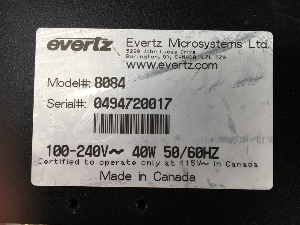 Evertz Digital Closed Caption Encoder 8084 Rack Mountable