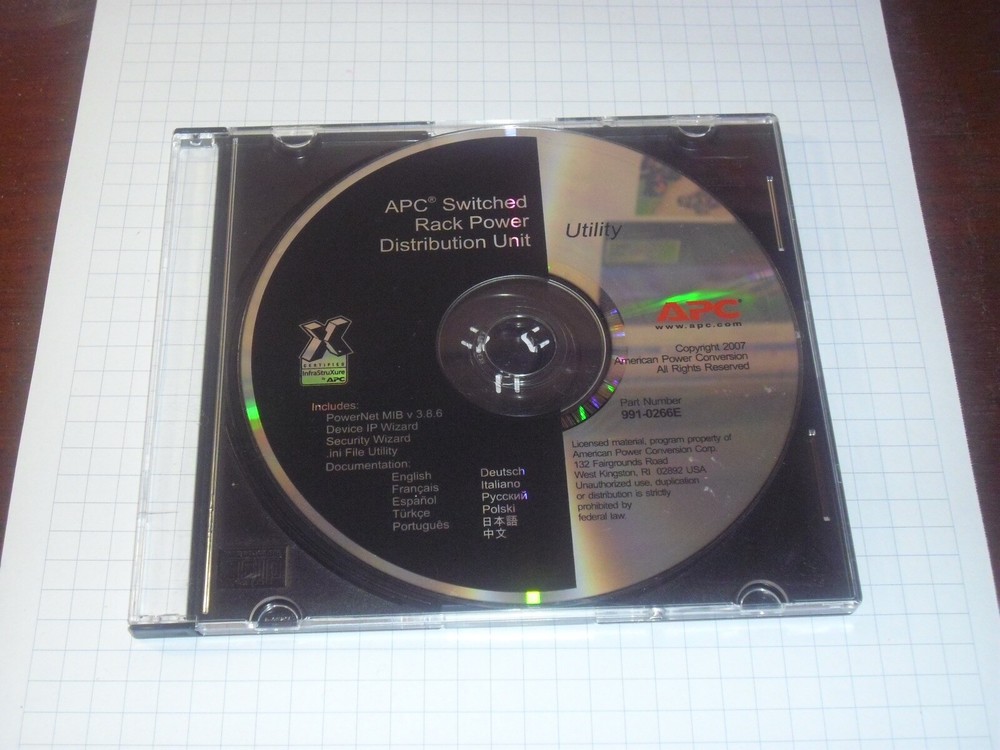 APC Utility Software CD, PowerNet MIB, Device IP, Security, ini File, Docs.