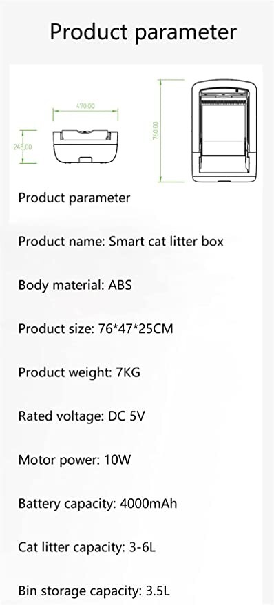 Automatic Self-Cleaning Cat Litter Box Deodoriser Battery Backup
