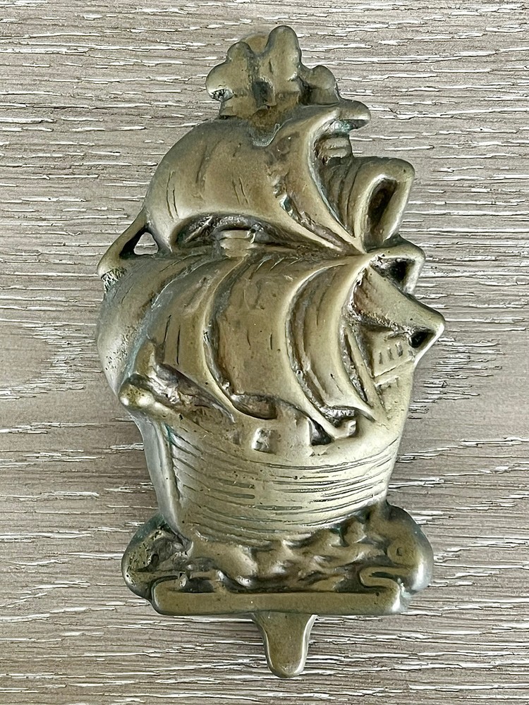 Clipper Ship Door Knocker Vintage Solid Brass IEM