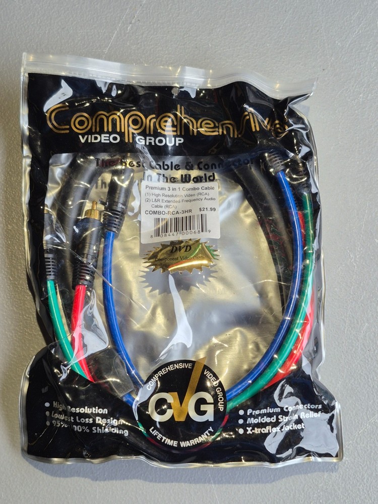 Comprehensive Cables 3-RCA Combination Composite A/V Video/Audio Cable – 3ft