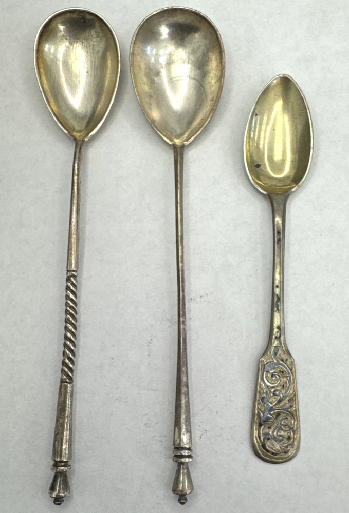 3 Antique Russian 0.84 Silver Spoons