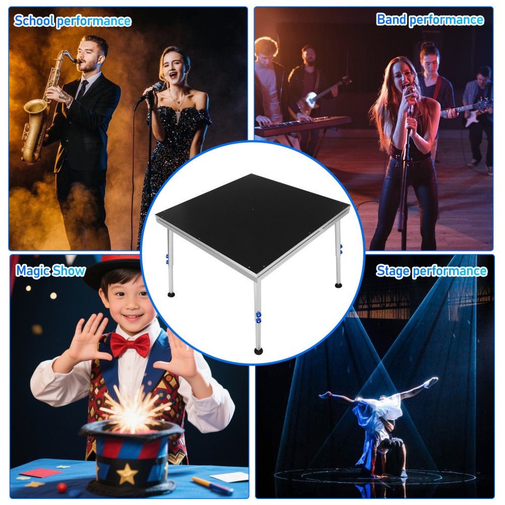 4x4ft Portable Stage Platform 24"-40"Adjustable Height Stage Riser Modular Stage