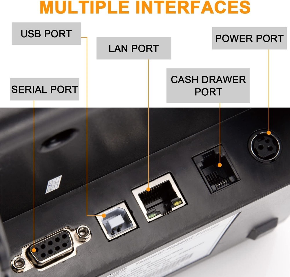 POS Printer, 80mm Thermal Receipt Printer, Restaurant Kitchen Printer with Au...