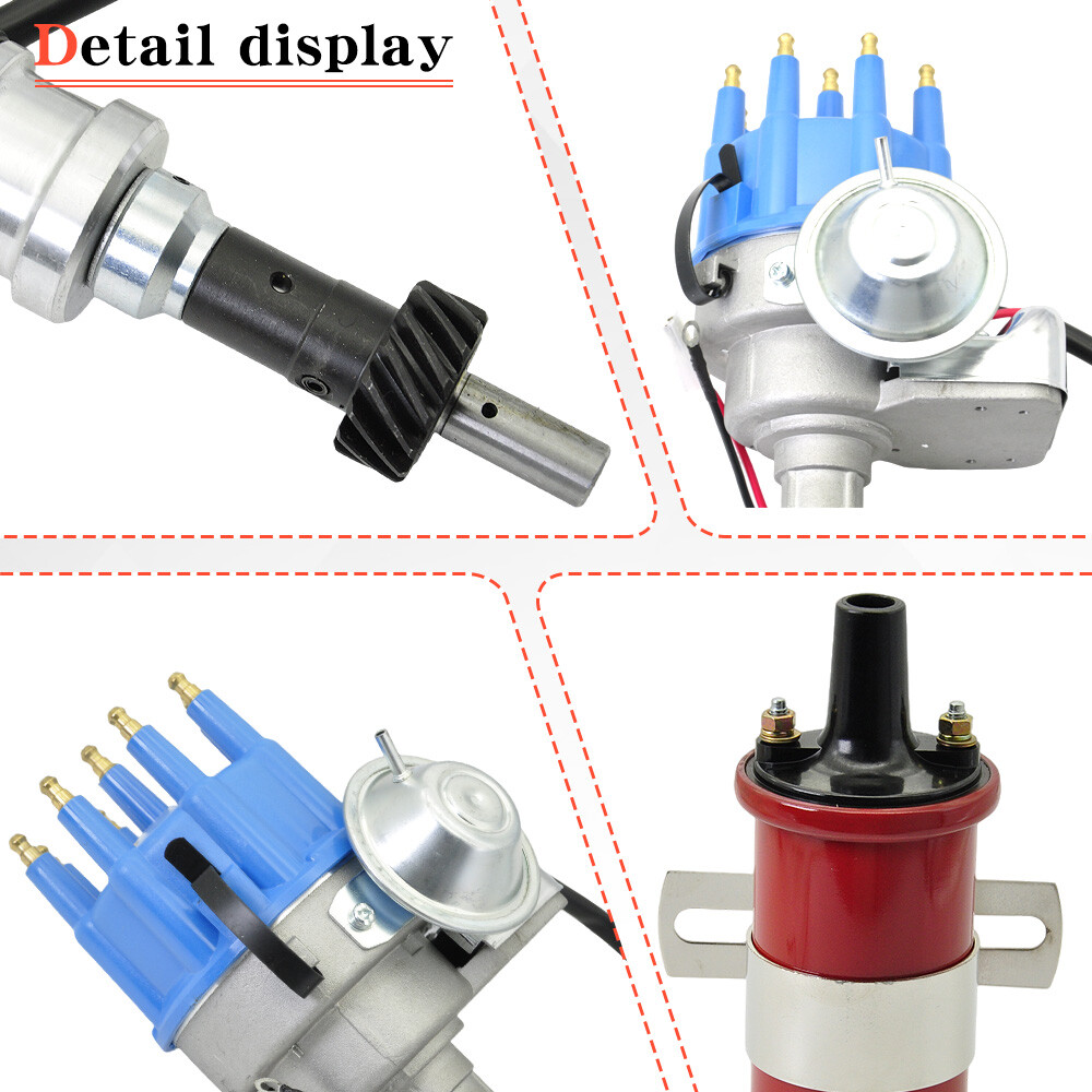 FOR FORD 289 302 BLUE Small Cap HEI Distributor +Coil+UNIVERSAL SPARK PLUG WIRES