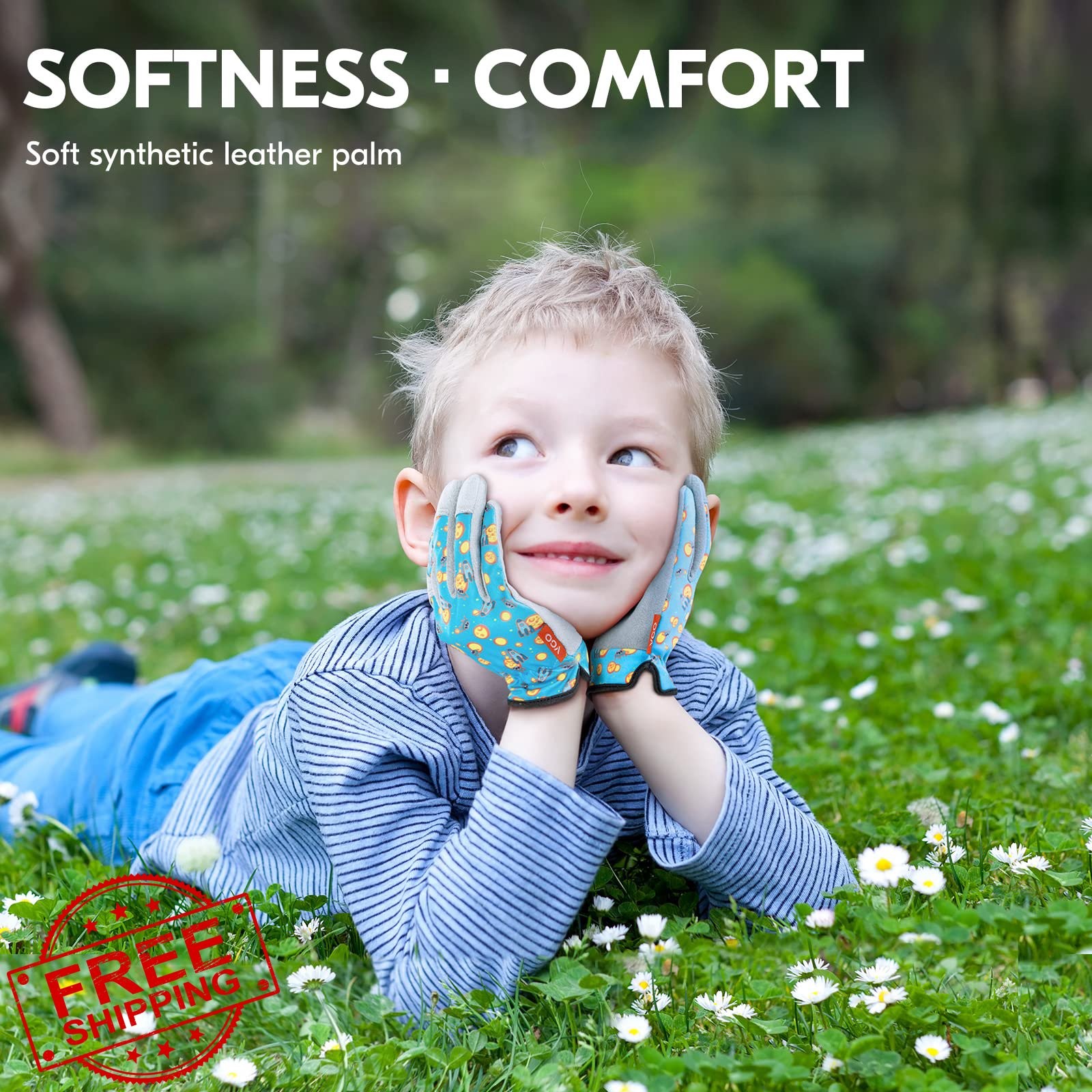 Vgo Kids Gardening Gloves Age 7-8 Blue Plane Size XL Yard Work