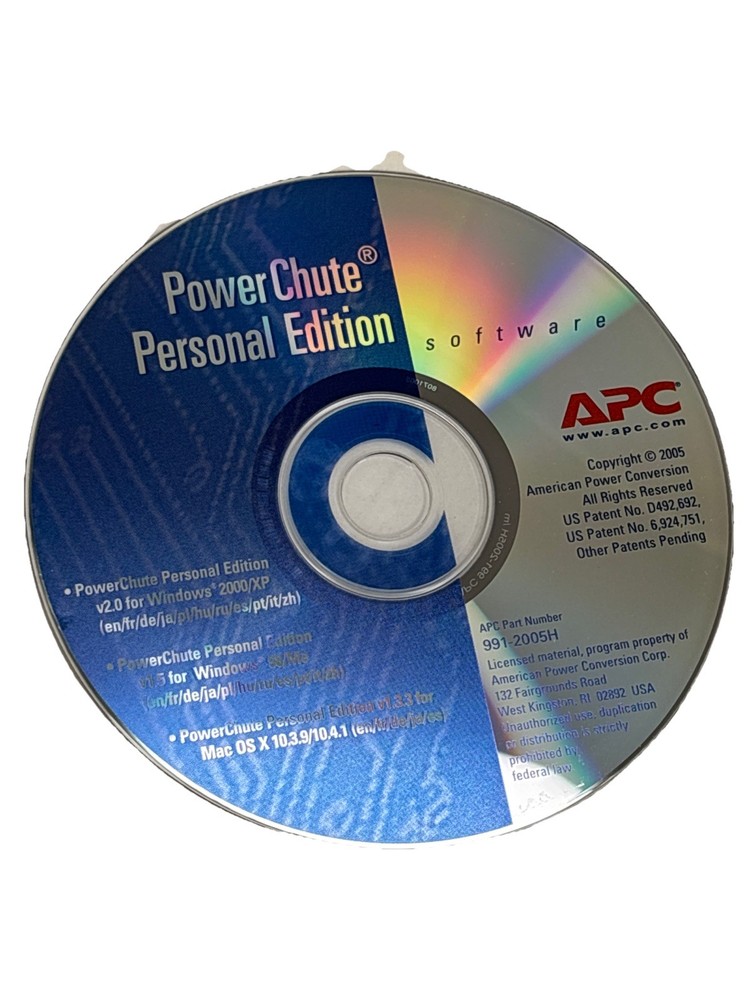 APC PowerChute Personal Edition Software CD 991-2005E 2003