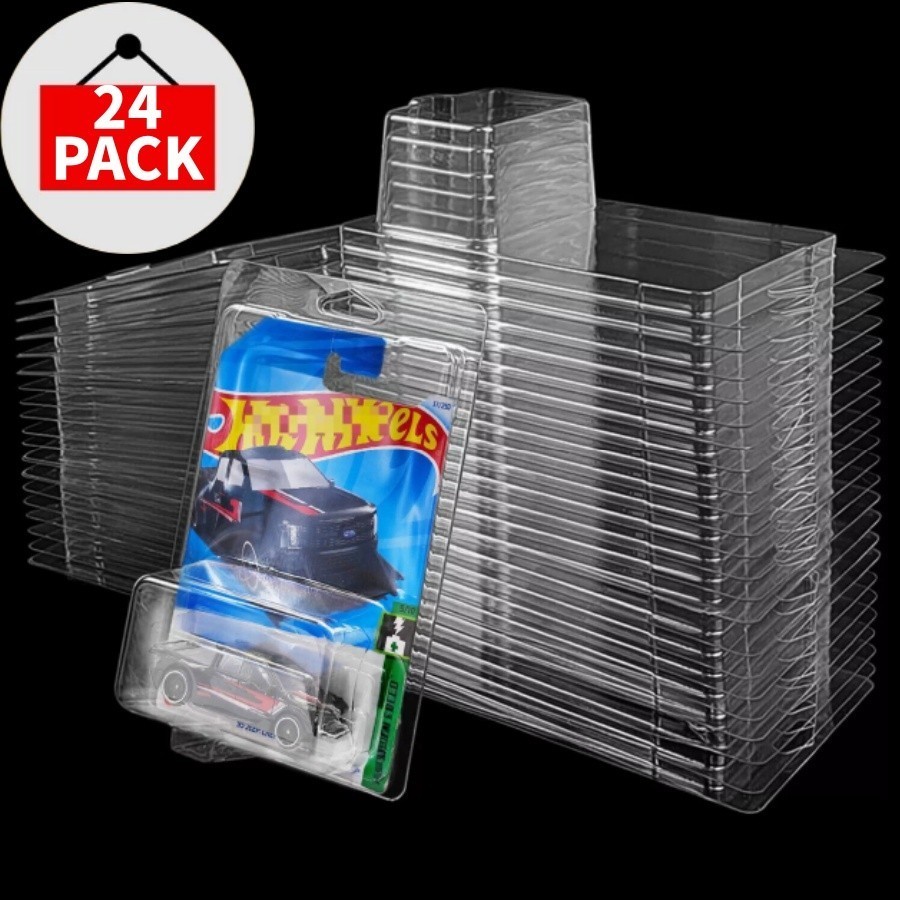 24PCS Clear Protector Case Plastic Display For Hot Wheels & Matchbox Basic Cars