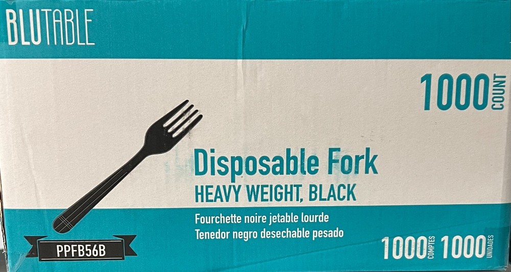 HEAVY BLACK PLASTIC FORKS 1000 COUNT