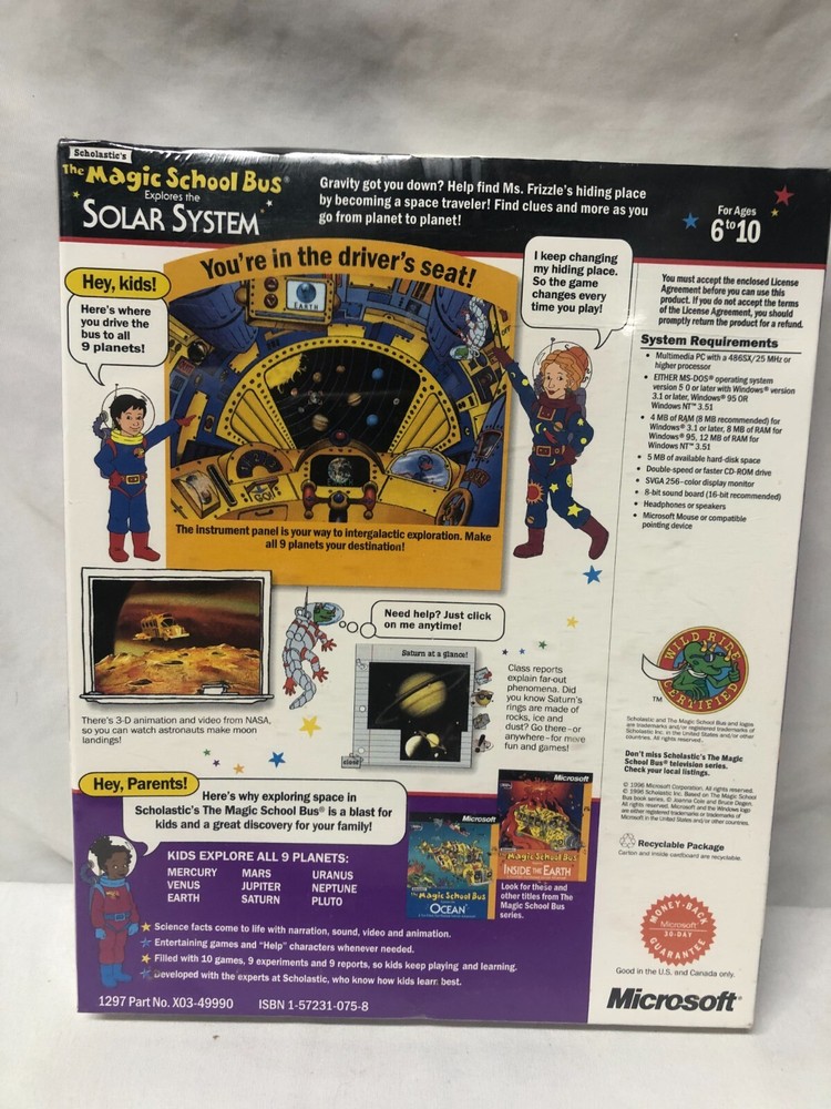 MICROSOFT Scholastic's The Magic School Bus Explores the Solar System (PC, 1996)