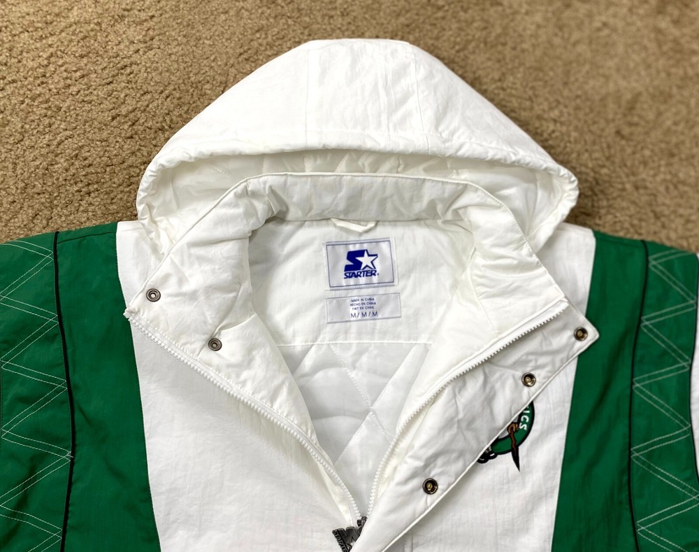 Celtics Jacket Boston Starter Hooded Half Zip Pullover WHITE 3X 4X 5X 6X