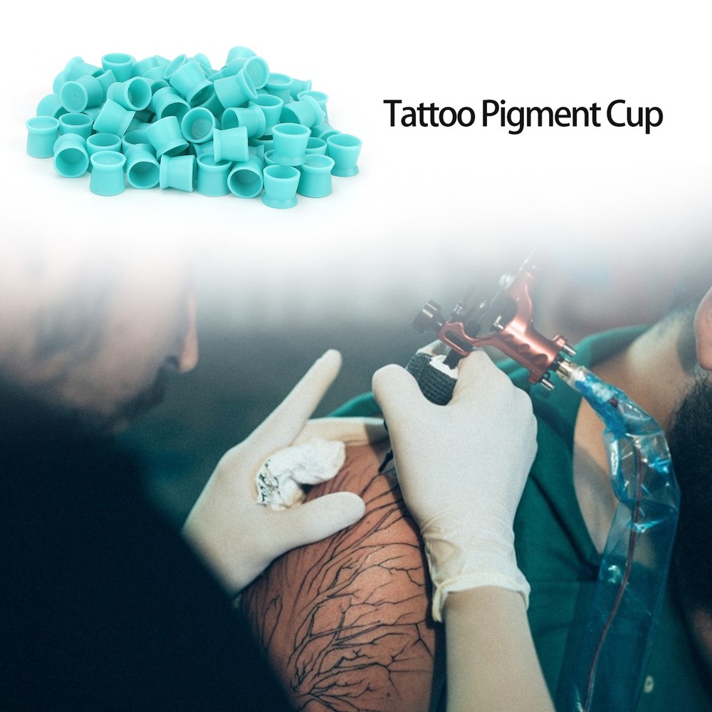 300pcs Disposable Tattoo Ink Cups Blue