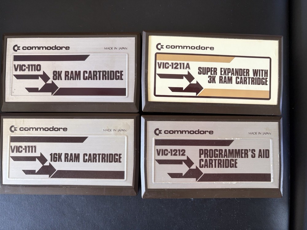 Vic 20 Memory Expansion Set, Super, 8k,16k, Programmers Aid