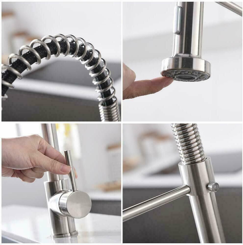 Kitchen Faucet Sink Pull Down Sprayer Single Lever Mixer Tap Spring Deck Mount