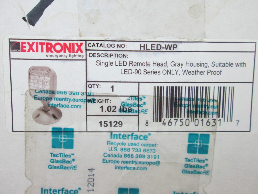 Exitronix Emergency Light New Single LED Remote Head HLED-WP Weather Proof T