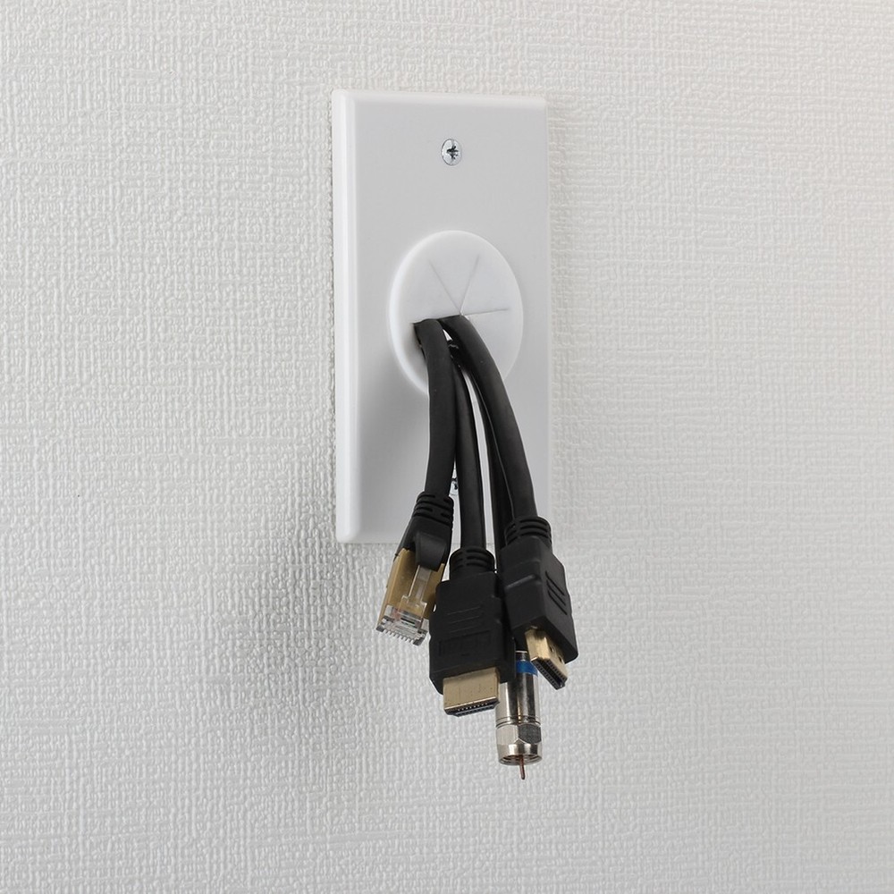 Cable Wall Plate with Low Voltage Mounting Bracket Round Silicone Pass 5 Pack