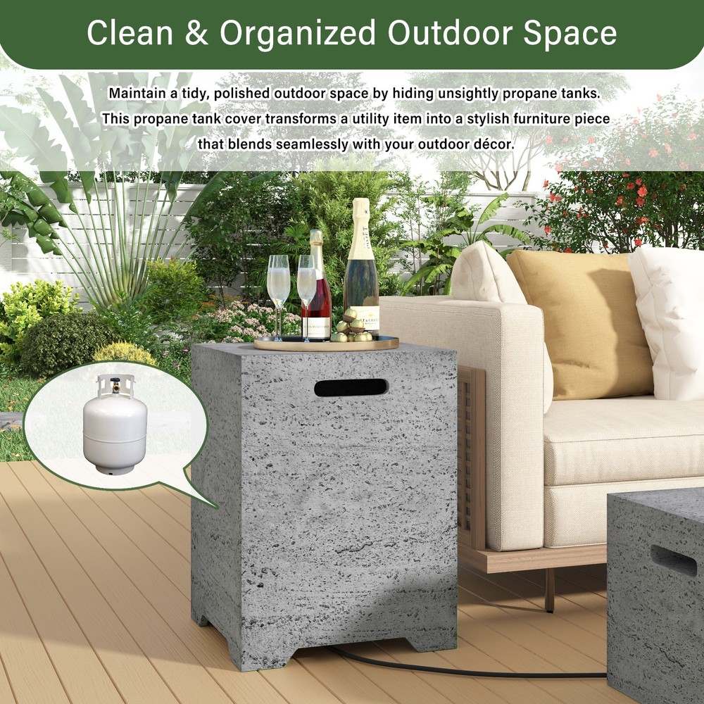 41.9'' Rectangular Outdoor Fire Pit & Propane Tank Stand Set