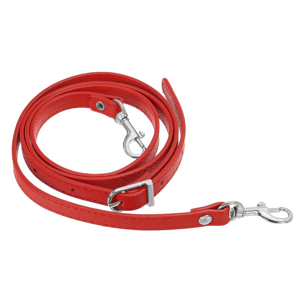 47 Inch Adjustable PU Leather Purse Strap with Silver Hardware, Red