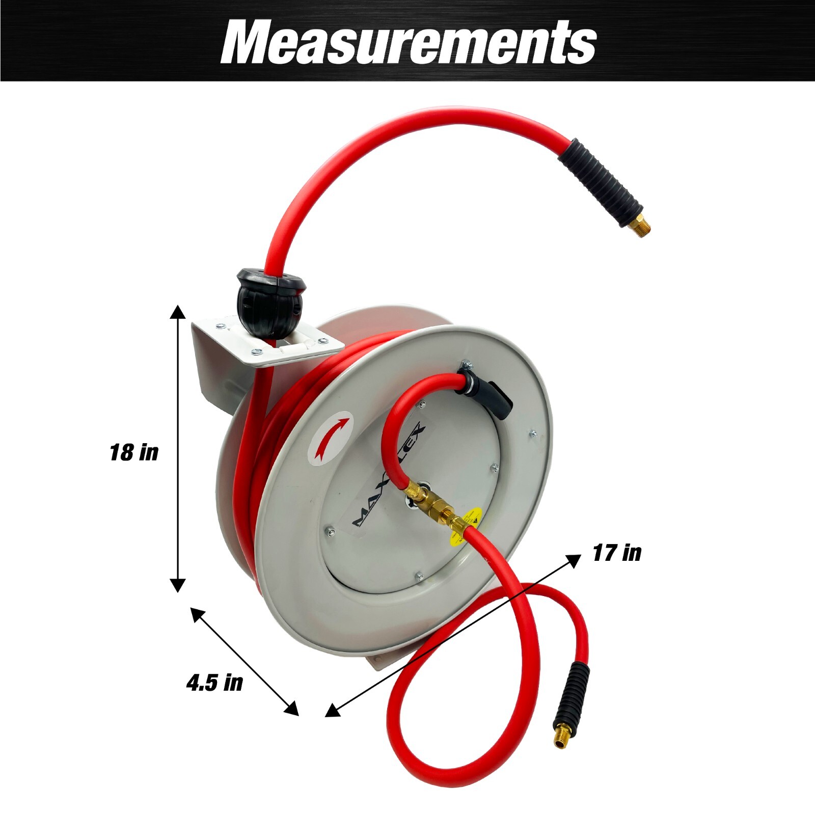 Retractable Air Hose Reel, 3/8 IN x 50 FT Hybrid Air Hose Max 300PSI