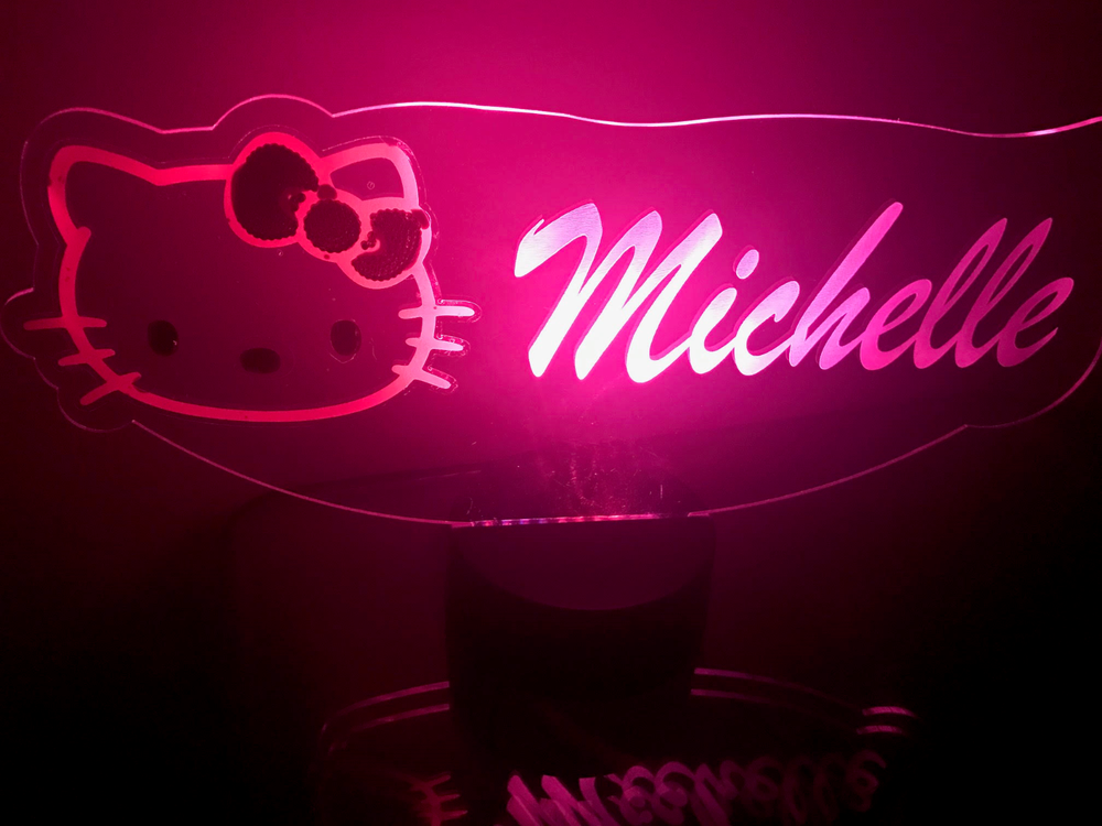 Hello Kitty Light Up Lamp LED Personalized Hello Kitty Table Lamp Remote Engrave