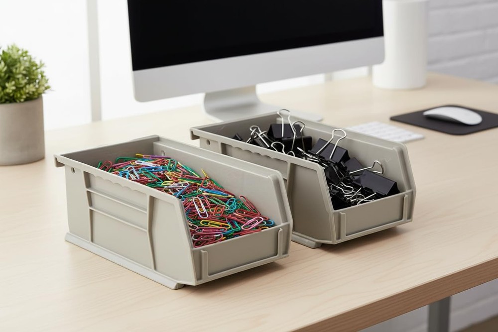 Hudson Exchange 7-1/2" x 4" x 3" Plastic Stackable Storage Bin and Hanging Co...
