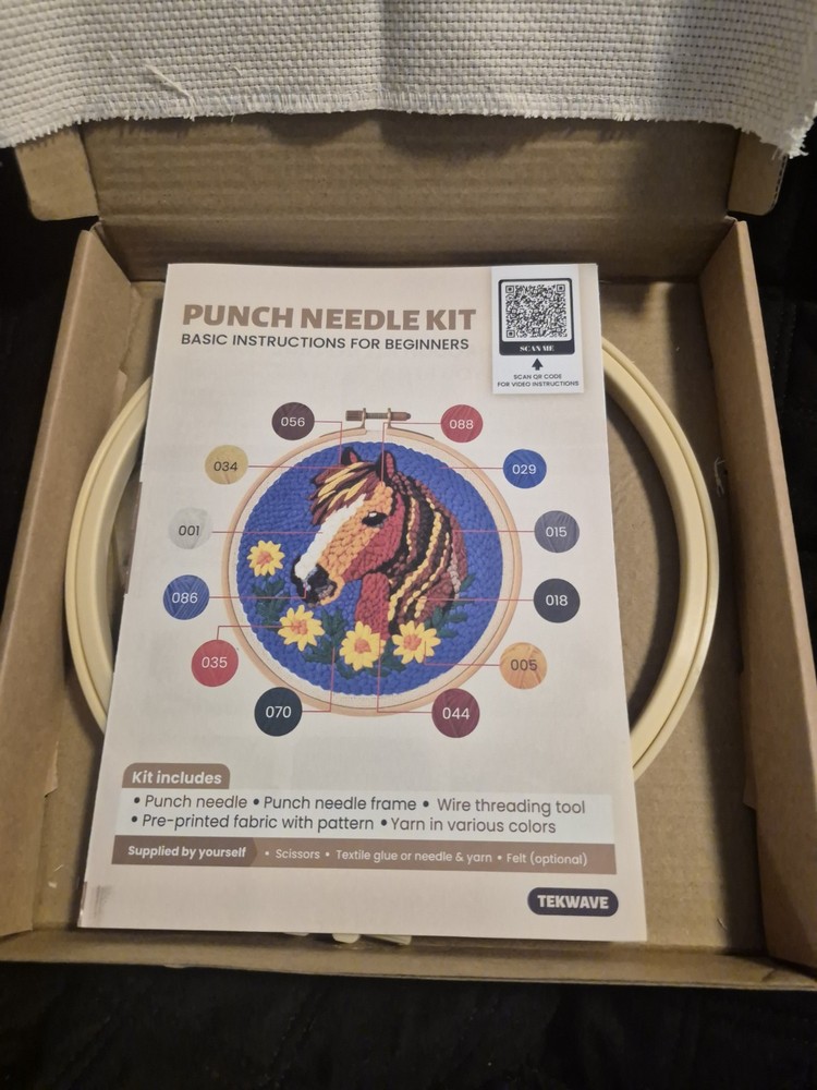 TEKWAVE Punch Needle Kit for beginners, which includes a punch needle tool,...