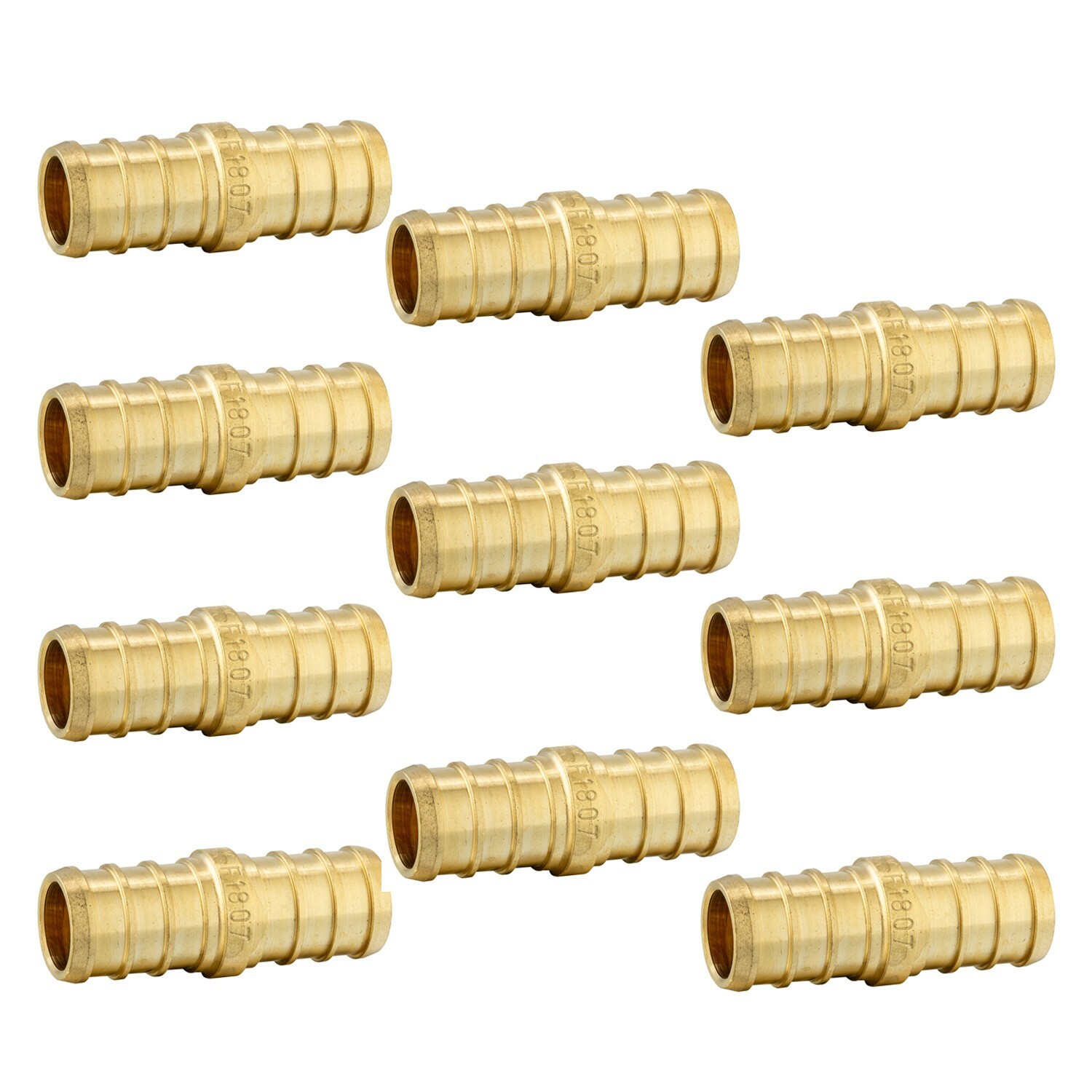 EFIELD 10 PCS Pex 3/4" X3/4" Straight Coupler Barb Crimp Brass Fitting,Lead Free