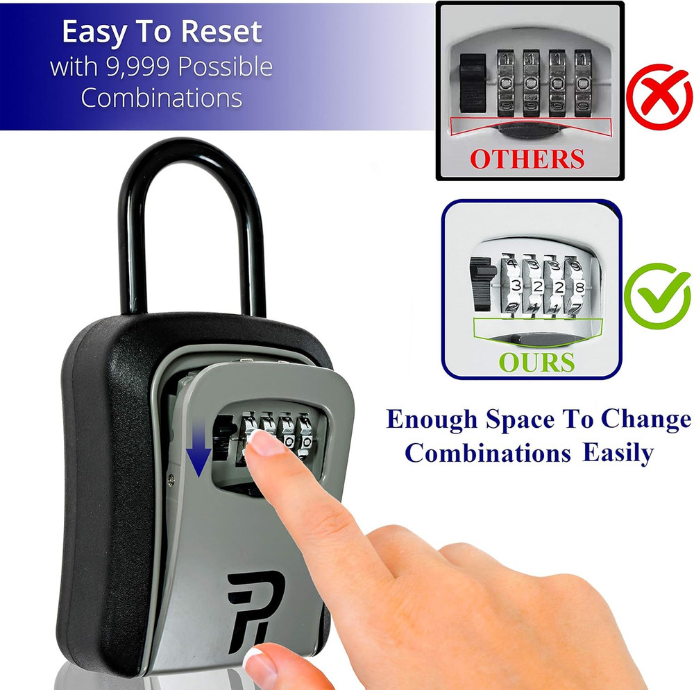 Lock Box for Keys with Code - Realtor Spare Key Lockbox Outdoor - Combination...