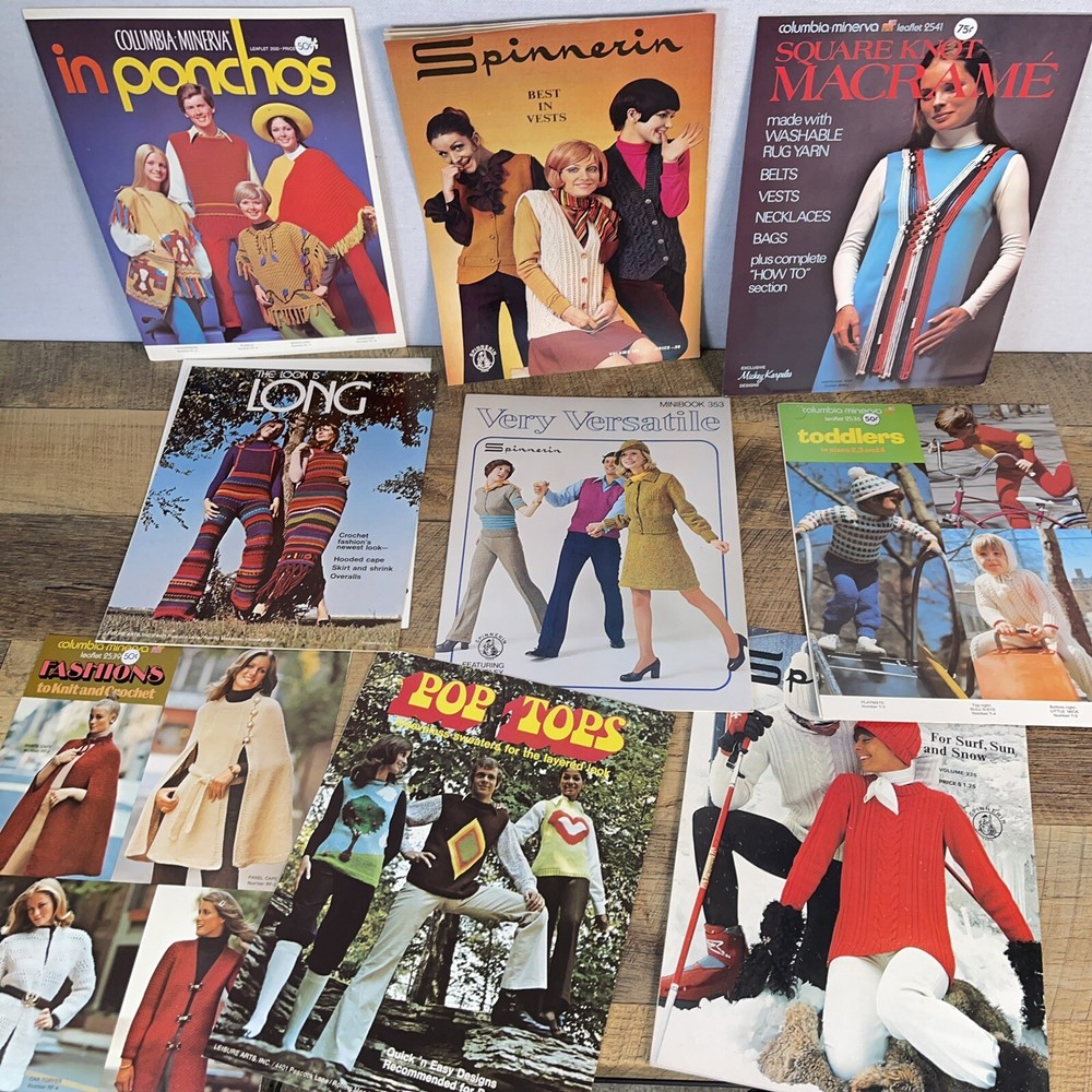 Vintage Patterns Instructions Sweaters, Poncho, Macramé