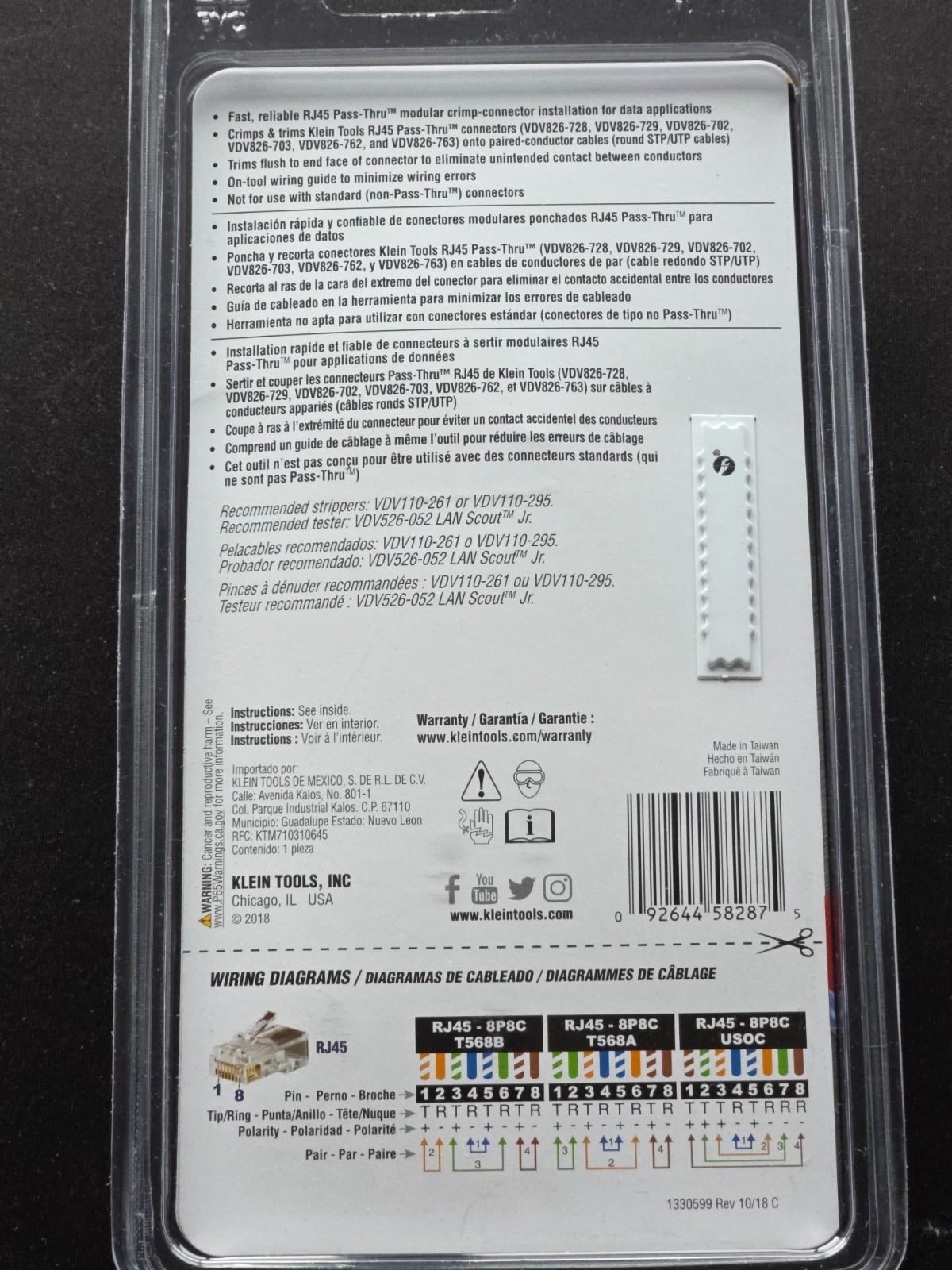 Klein Tools VDV226-005 Compact Pass-Thru Crimper + RJ45 CAT6 50 Pcs Data Plugs