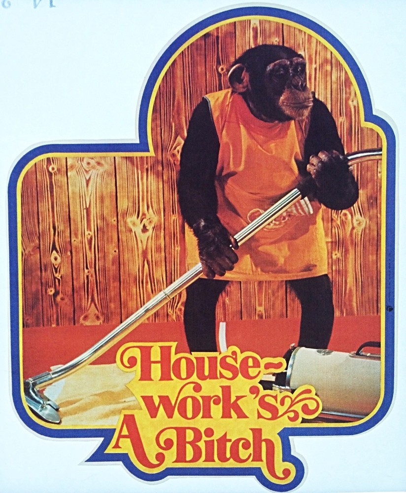 Original Vintage Housework's A Bitch Monkey Iron On Transfer