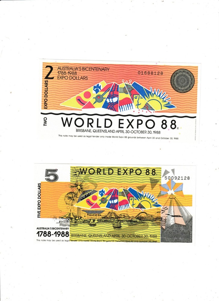 AUSTRALIA  WORLD  EXPO  '88  TWO  NOTES