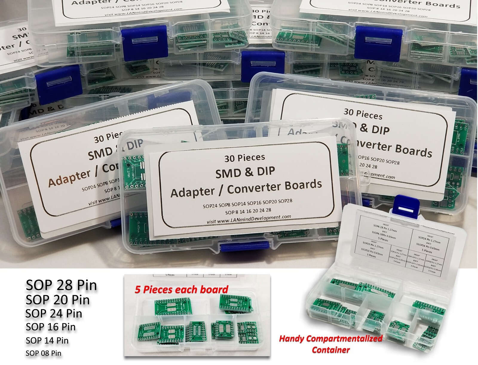 30 Pcs - SOP24 SSOP24 TSSOP24 to DIP24 0.65mm 1.27mm to 2.54mm Adapter PCB Board