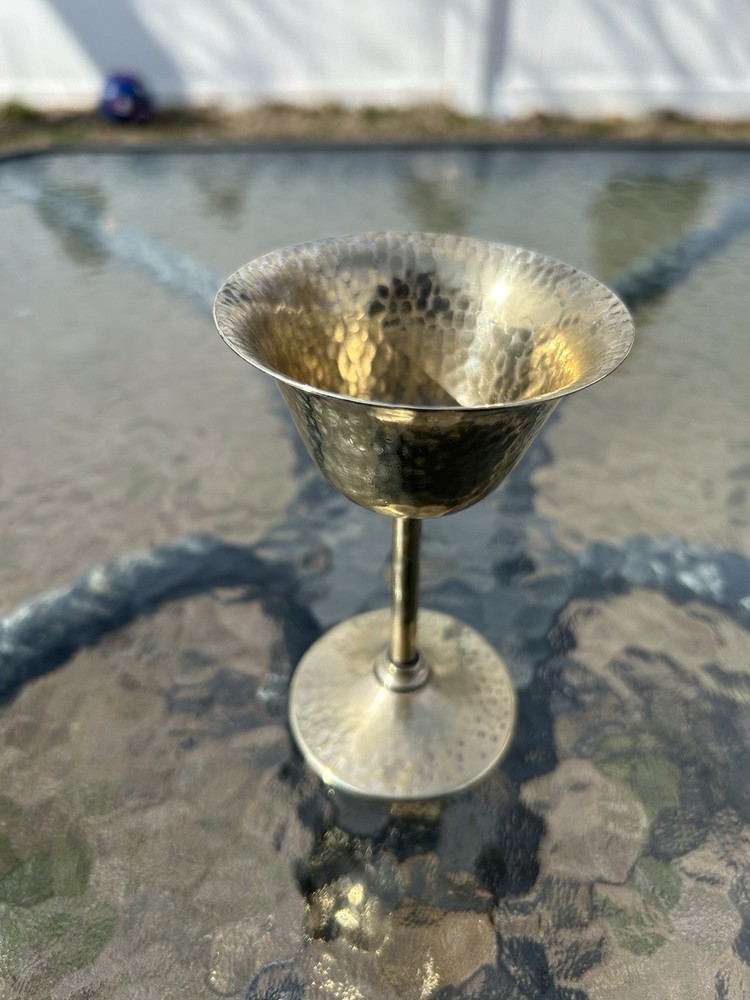 USED Vintage Bernard Rice's Sons Hammered Metal Goblet Cup metalware Silverplate