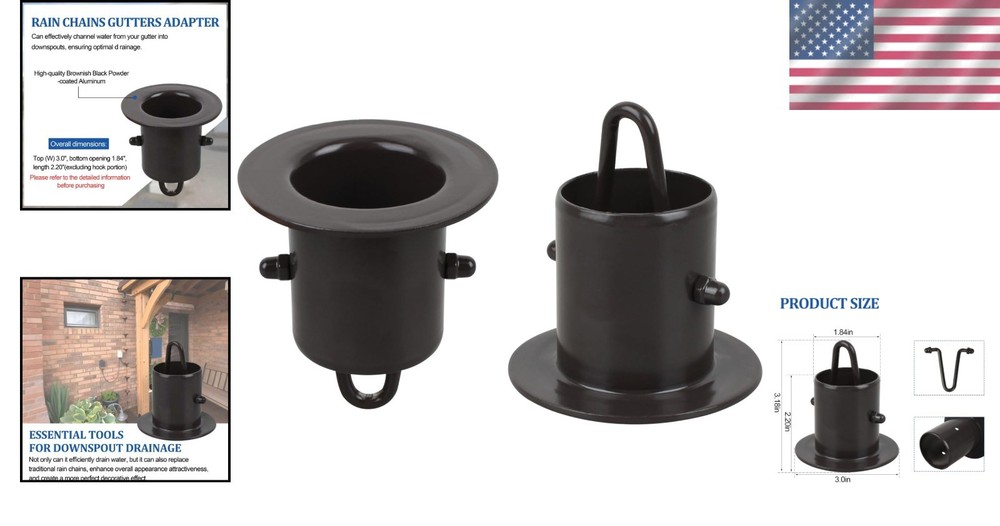 Replacement Downspout Gutter Adapter - Black Aluminum Easy-to-Install Solution
