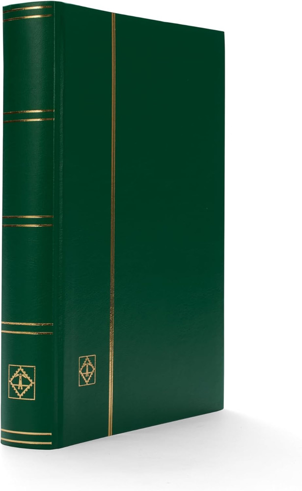 Basic Hard Cover Stamp Stockbook 32 Black Pages 9x12 Green