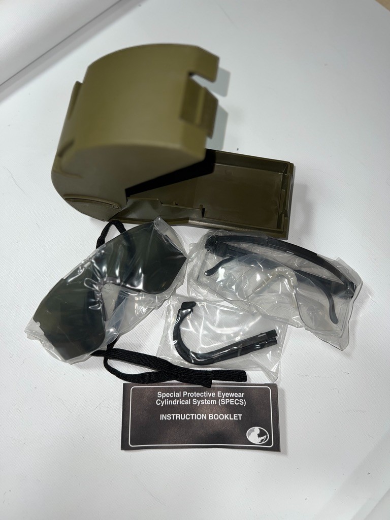 US Military SPECS Ballistic Protective Eyewear Glasses Kit w/ MSA Hard Case NOS