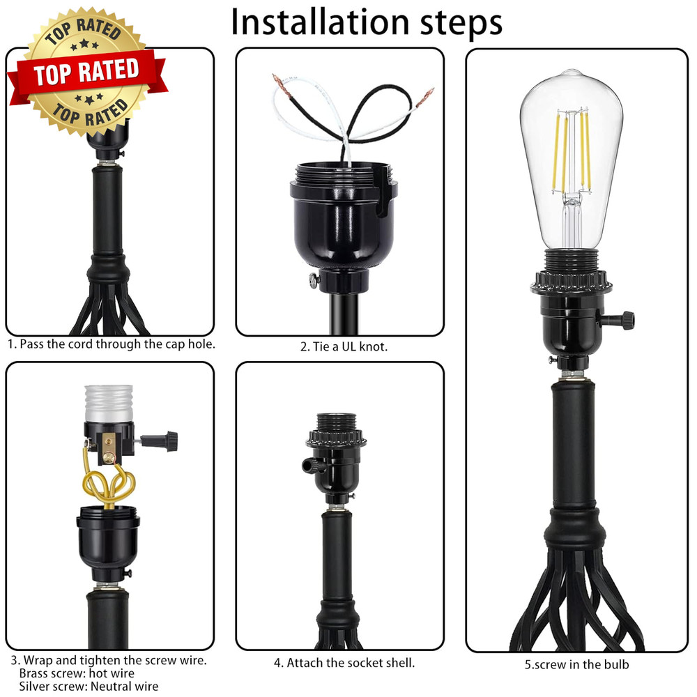 UL Listed E26 Light Socket Threaded Lamp Socket Replacement with On/Off Switch M