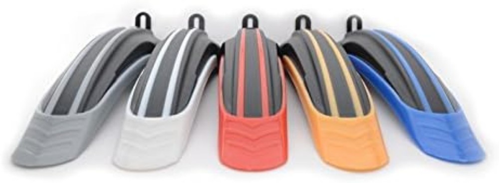 Streamlined Adjustable Mudguard Set for Road & Mountain Bikes - Red + Black