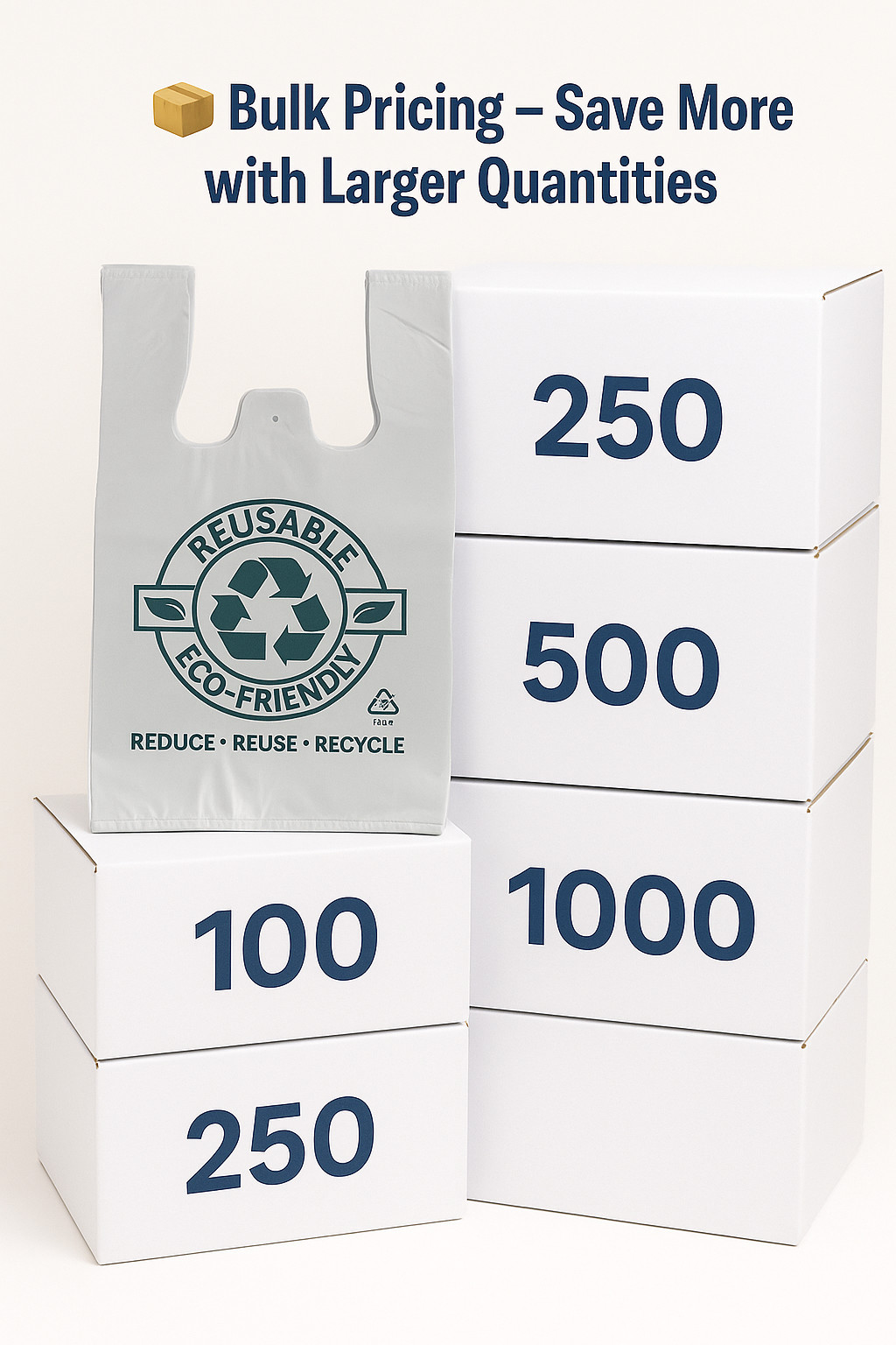 White T-Shirt Grocery Bags 1/6 Large – Extra Heavy Duty 21x11.5x6.5 – Bulk Packs