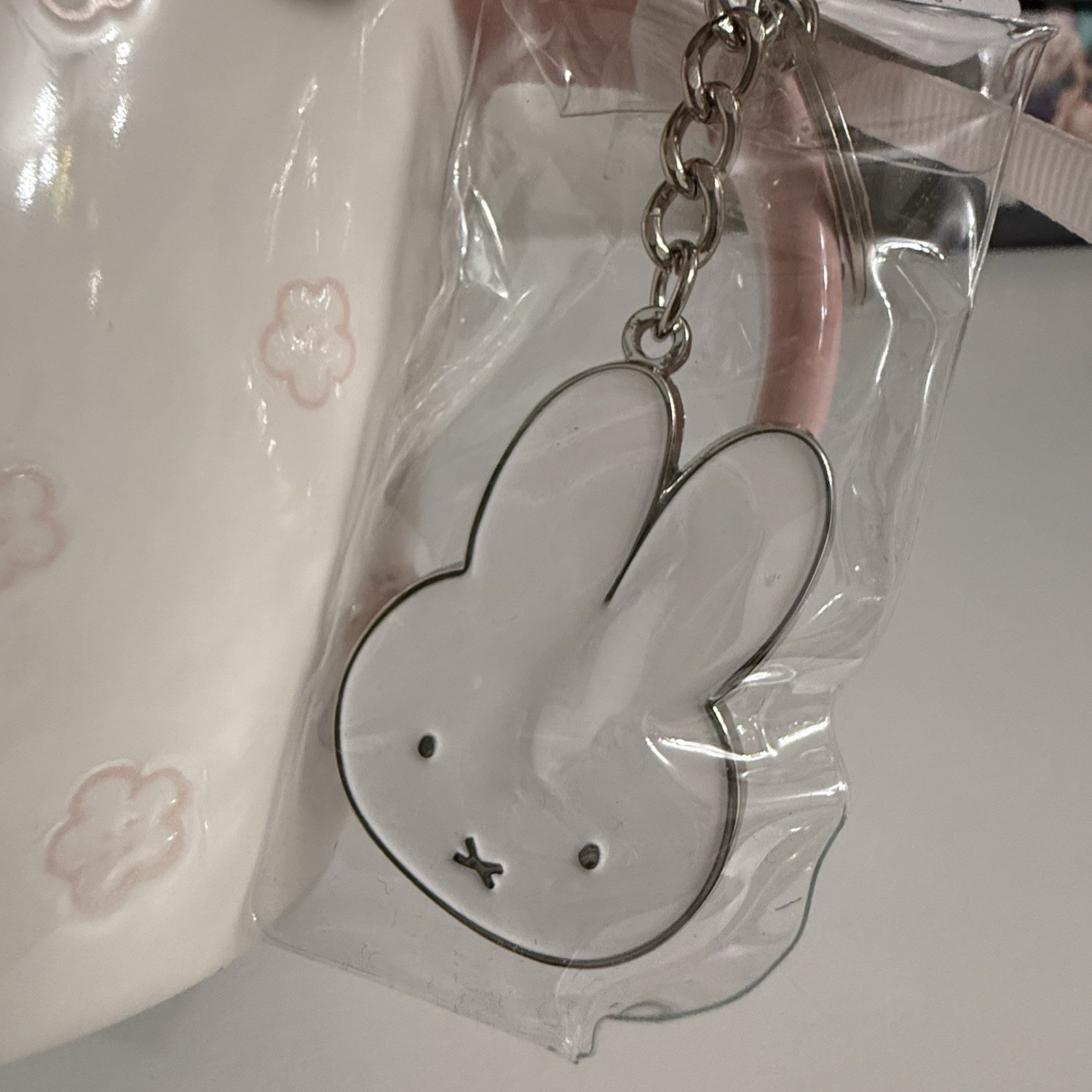 Miffy By Magenta Cherry Blossom White Pastel Pink Sakura Ceramic Mug w/ Keychain