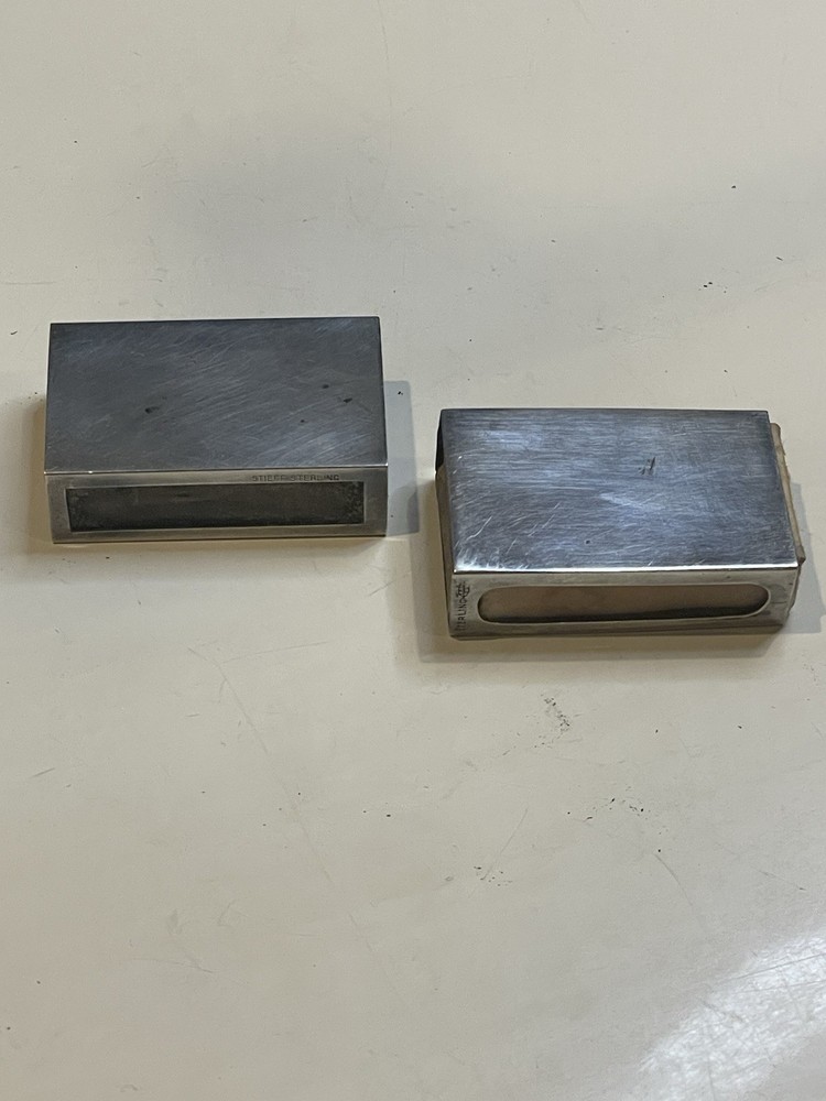 Pair of Sterling Silver (.925) Rectangular match Boxes 1 monogrammed