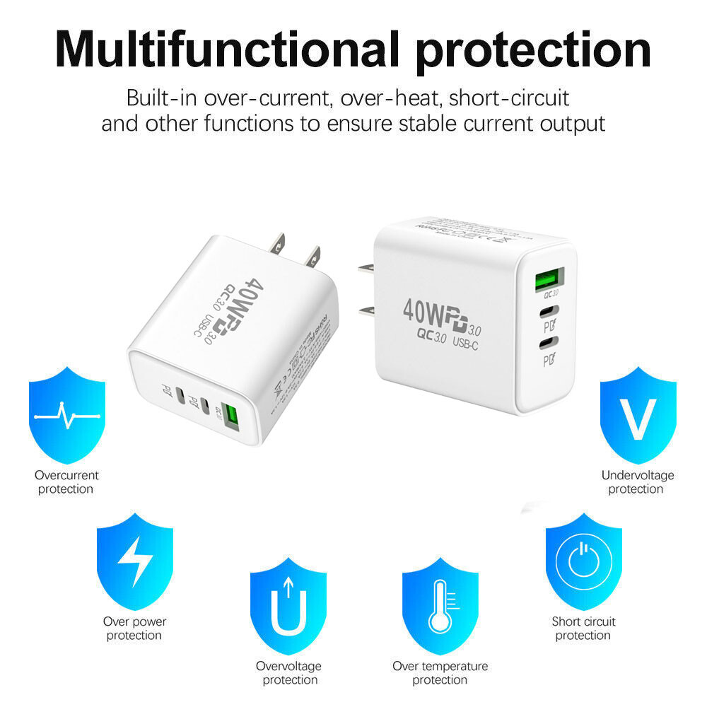 Dual PD 40W Fast Wall Charger Power Adapter iPhone 16 Pro Max 15 14 13 Plus lot