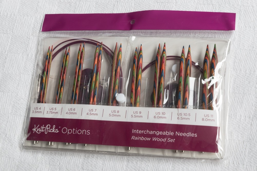 Options Wood Interchangeable Knitting Needle Set - US 4-11 (Rainbow)