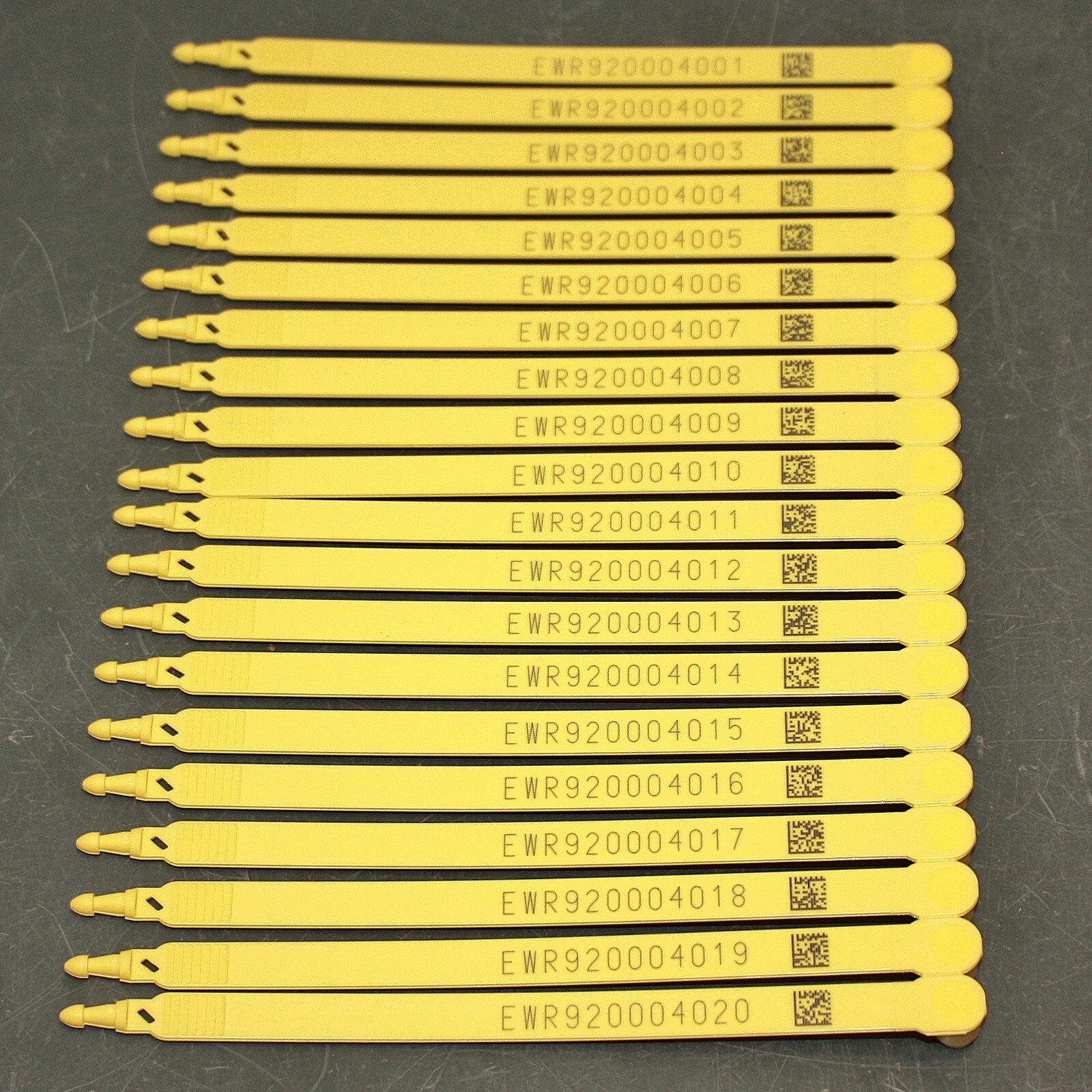 (1000) TydenBrooks 7" Shipping Seals V30032B00, Yellow Plastic Truck Tie Strap