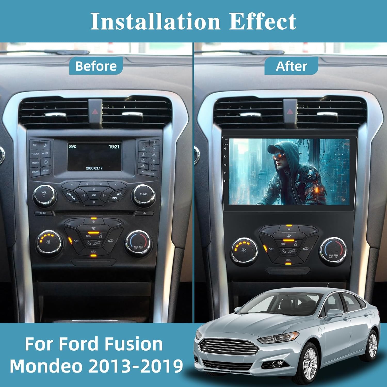 For Ford Fusion 2013-2016 Carplay Stereo Radio 9" Android15 32G GPS Nav WIFI SWC