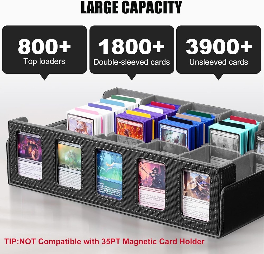 5 Row Trading Card Storage Box Commander Display Hinged 5-Row Deck Case Red