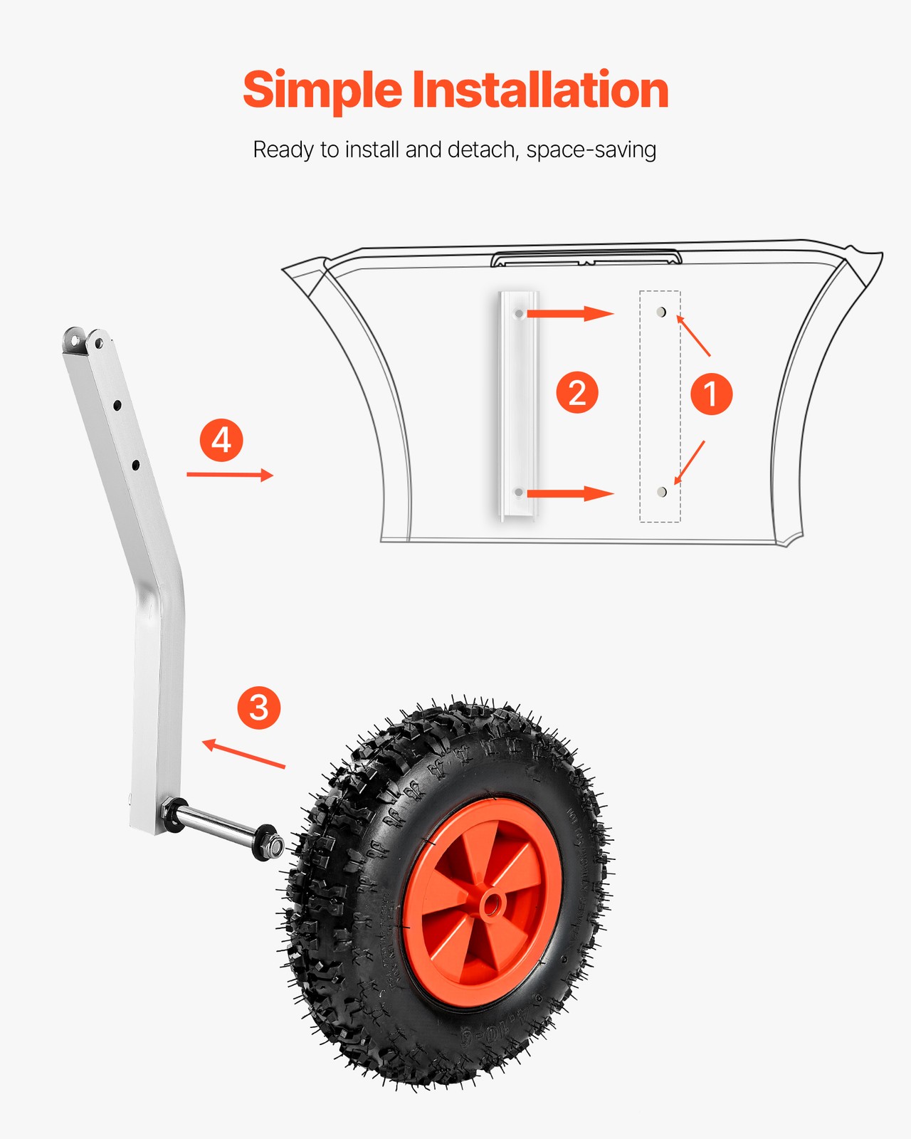 VEVOR Boat Launching Wheels 500lbs 12" Aluminium Alloy Transom Wheel Rubber Tire